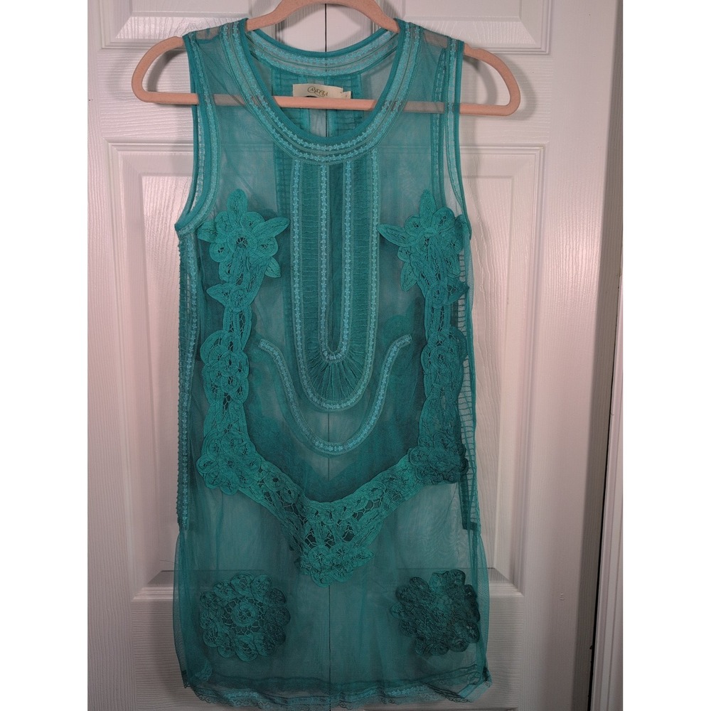Candela for Free People Elle Lace Aqua Mini Dress NO LINING Small